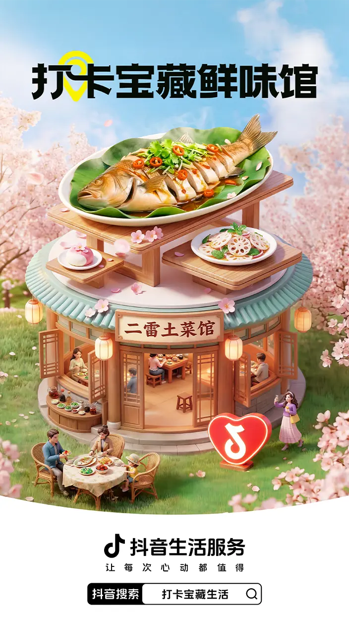 打卡宝藏鲜味馆商家海报 1
